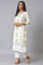 Ecru Floral Printed Straight kurta Set