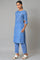 Blue Printed Kurta And Pants Co-Ord Set