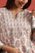 White Multi-Coloured Hand Block Print Flared Kurta