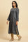 Blue Flared Booti Printed Winter Kurta