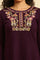 Purple Embroidered Winter Kurta And Tights Set