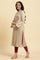 Beige Embroidered Winter Kurta And Tights Set