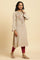 Beige Embroidered Winter Kurta And Tights Set