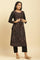 Black Printed Acrylic Kurta, Pants And Shawl Set