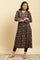 Black Paisley Printed Winter Kurta And Tights Set