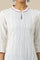 White Geometric Printed Pure Cotton Soft & Breathable Kurta in Mandarin Collar