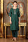 Bottle Green Glitter Printed Kurta With Embroidered Yoke