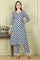 Blue Floral Printed Cotton Blend Straight Kurta And Pants Co-Ord Set
