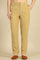 Beige Solid Straight Fit Cotton Pants with YKK Zipper