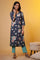 Blue Floral Printed Straight Kurta