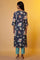 Blue Floral Printed Straight Kurta
