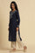 Blue Thread Embroidered Straight Kurta