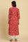 Red Floral Printed Straight Kurta