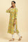 Yellow Floral Printed Cotton Kurta With Lace