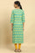 Green Geometric Printed Cotton Kurta