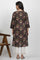 Brown Floral Printed Cotton Kurta