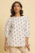 White Printed Top Wit Lace And Puffed Sleeves