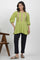 Green Thread Embroidered Peplum Top