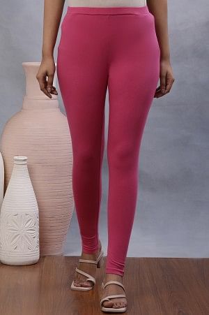 Pink Knitted Solid Tights