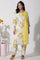 White Floral Printed Cotton Kurta, Pants And Kota Dupatta Set