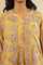 Mustard Block Print Top With Curved Hemline