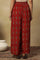 Red Printed Embroidered Red Parallel Pants