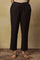 Brown Solid Straight Cotton Pant