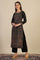 Black Yarn Dyed Straight Kurta & Straight pant with Shawl Set