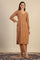 Brown Yarn Dyed Sequins Straight Kurta & Pant Set