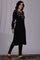 Grey Solid Thread Work Acrylic A-Line Kurta