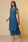 Blue Checker Cotton Shirt Kurta and Culottes Set