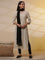 Beige Yarn-Dyed Striped Crinkled Kurta, Tights and Dupatta Set