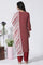 Red Printed Mirror Work Straight Kurta, Salwar With Dupatta Set