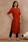 Rust Red Printed Kurta And Slim Pants