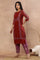 Red Embellished Kurta, Salwar And Dupatta Set