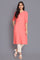 Yellow And Peach Solid Thread Work Straight Cotton Flax Kurta Combo