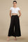 Black Solid Flared Rayon Palazzo With Pleated Detail