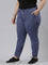 Women Solid Cotton Jeans Blue Cuffed Joggers