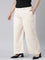 Women Solid Beiges High Rise Crepe Wide Pant