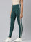 Women Green Cotton Side Stripe Active Leggings