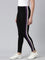 Women Black Knit Cotton Side Stripe Active Leggings