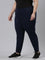 Women Solid Cotton Navy Cuffed Joggers