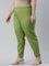 Women Solid Pista Green Cotton Pencil Pant