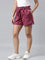 Women Solid Plum High Rise Linen Shorts