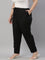 Women Striped Black Linen Slim Fit Pencil Pants