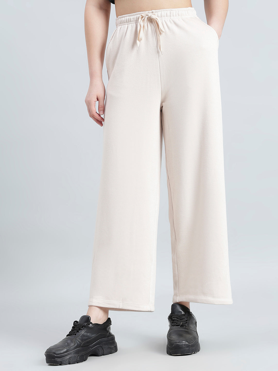 Cream Fleece Wide Pant