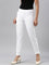 Women Solid White Cotton Mid Rise Kurti Pants