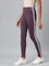 Women Purple Cotton Side Stripe Active Leggings