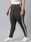 Women Grey Cotton Side Stripe Active Leggings