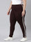 Brown Cotton Stretch Side Stripes Active Leggings